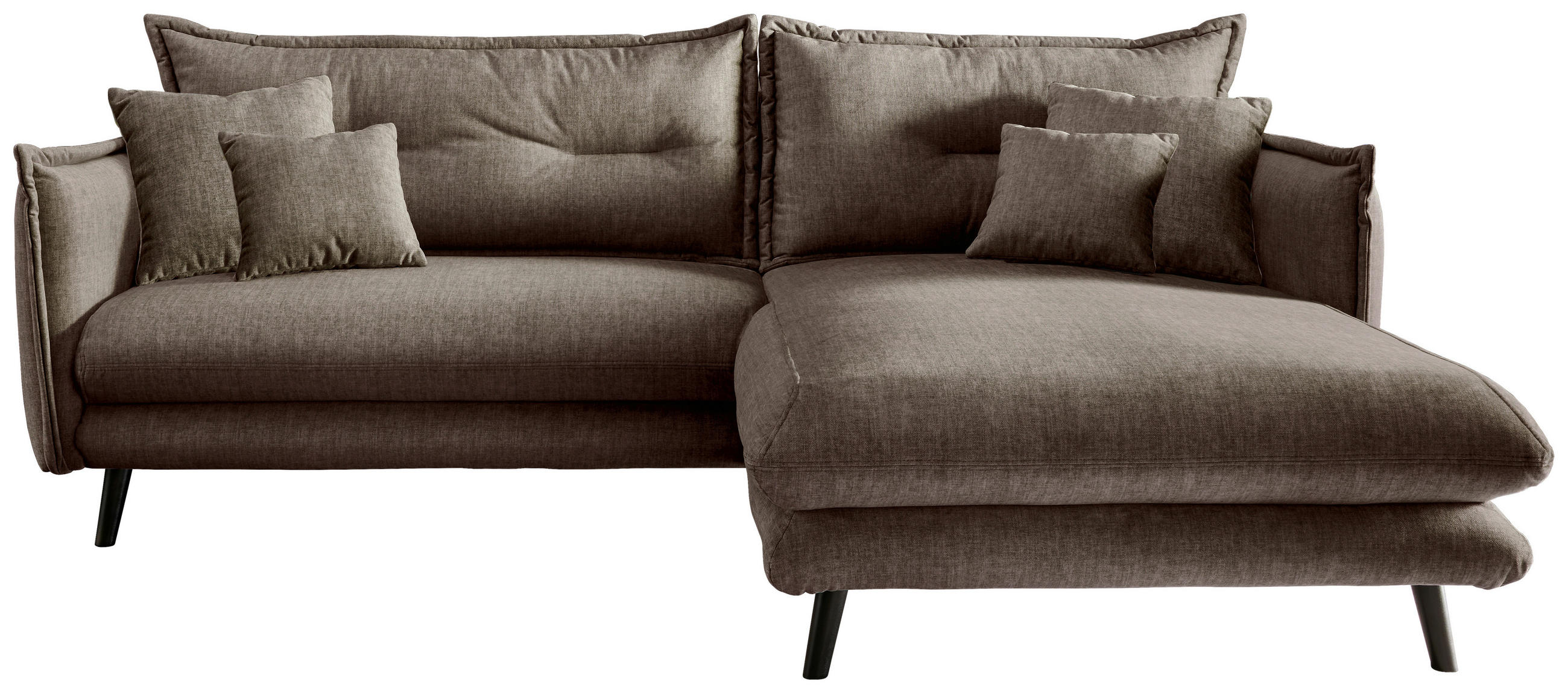 ECKSOFA Braun Velours  - Schwarz/Braun, MODERN, Holz/Textil (255/180cm) - Livetastic