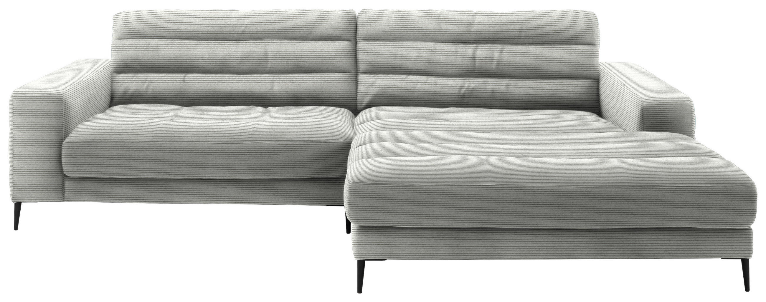 ECKSOFA in Cord Hellgrau  296/207 cm  - Hellgrau/Schwarz, Design, Textil/Metall (296/207cm) - Dieter Knoll