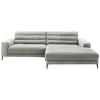 ECKSOFA in Cord Hellgrau  - Hellgrau/Schwarz, Design, Textil/Metall (296/207cm) - Dieter Knoll