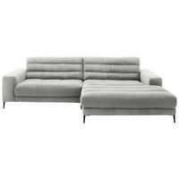 ECKSOFA in Cord Hellgrau  - Hellgrau/Schwarz, Design, Textil/Metall (296/207cm) - Dieter Knoll