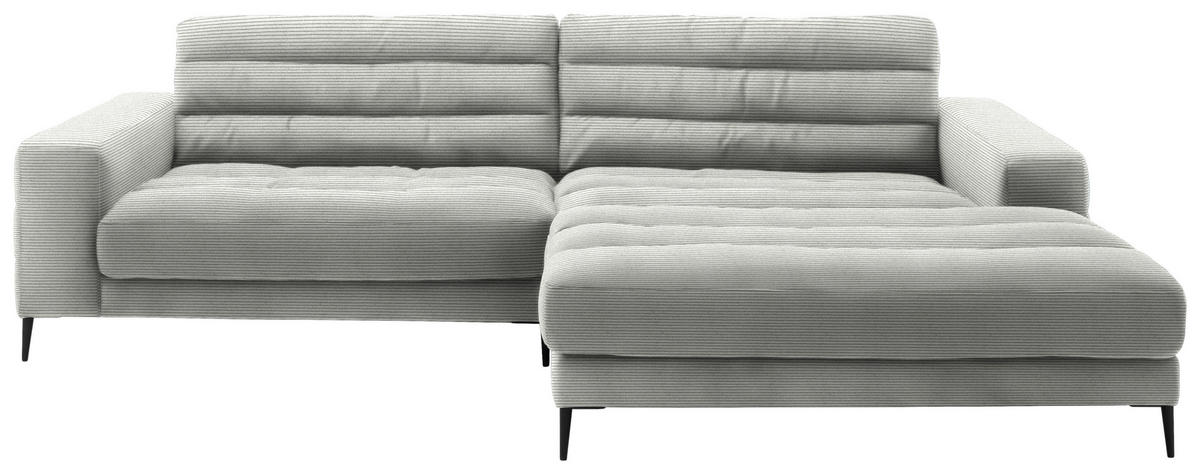 ECKSOFA in Cord Hellgrau  - Hellgrau/Schwarz, Design, Textil/Metall (296/207cm) - Dieter Knoll