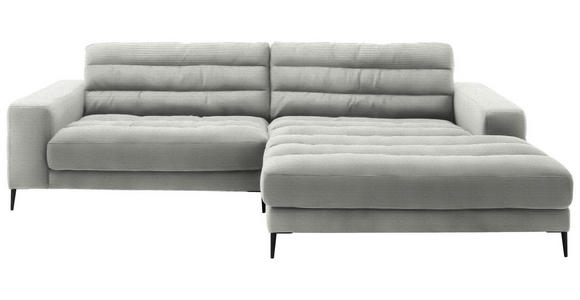 ECKSOFA in Cord Hellgrau 296/207 cm - Hellgrau/Schwarz, Design, Textil/Metall (296/207cm) - Dieter Knoll
