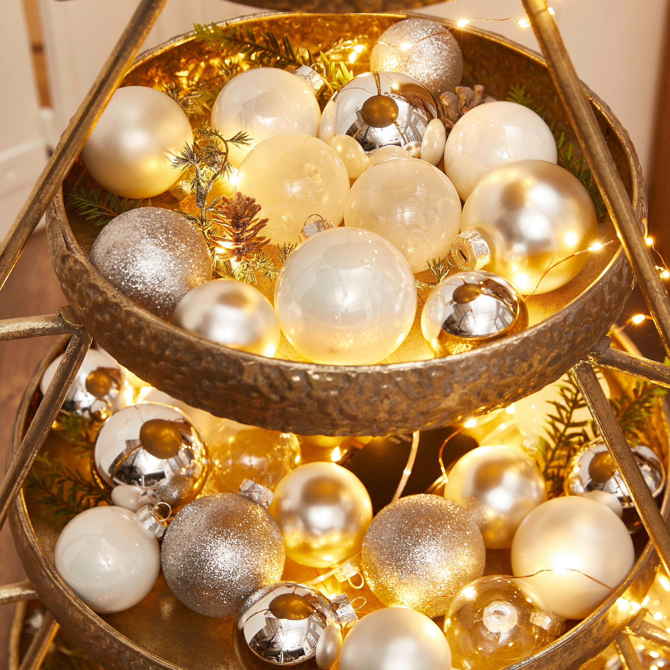 CHRISTBAUMKUGEL-SET 42-teilig  - Silberfarben, Konventionell, Glas (7,00/7,00/7,00cm)