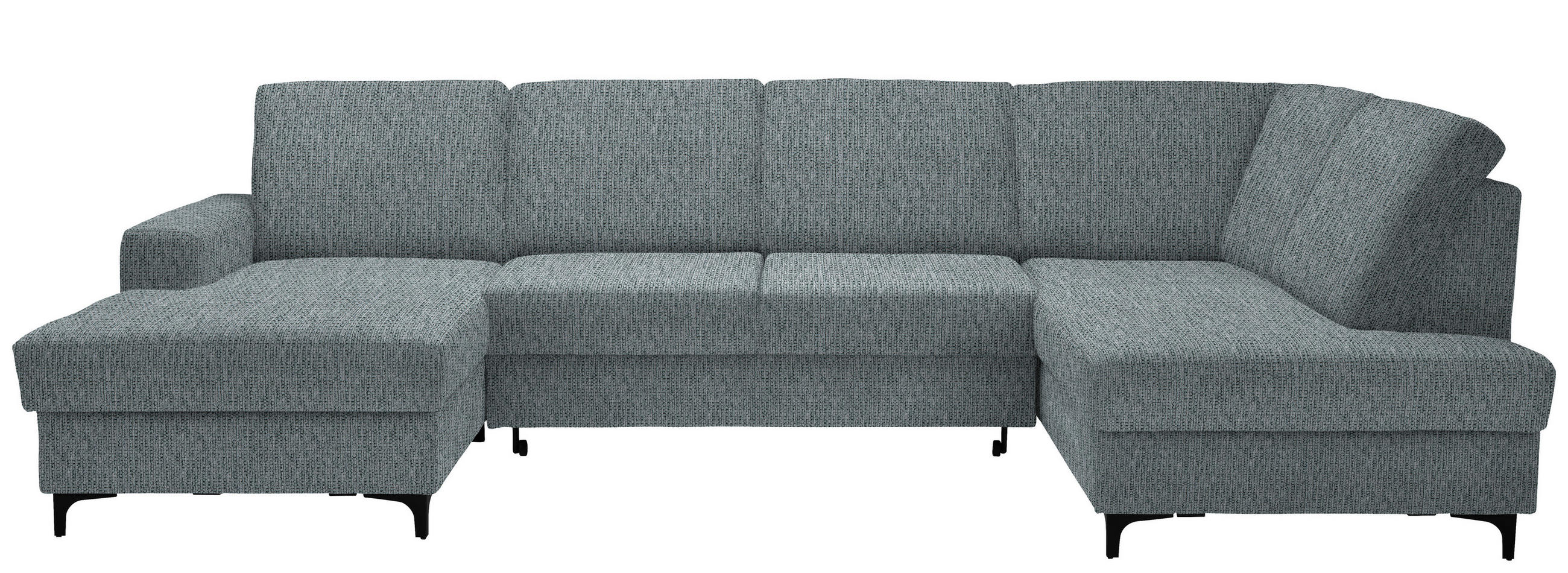 WOHNLANDSCHAFT Webstoff Grau  - Schwarz/Grau, Konventionell, Textil/Metall (167/317/185cm) - Stylife