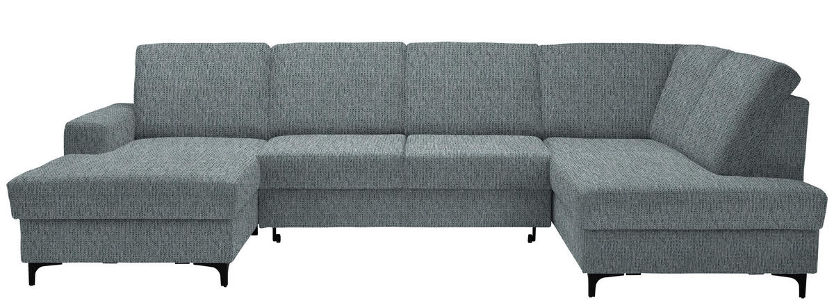 WOHNLANDSCHAFT Webstoff Grau  - Schwarz/Grau, Konventionell, Textil/Metall (167/317/185cm) - Stylife