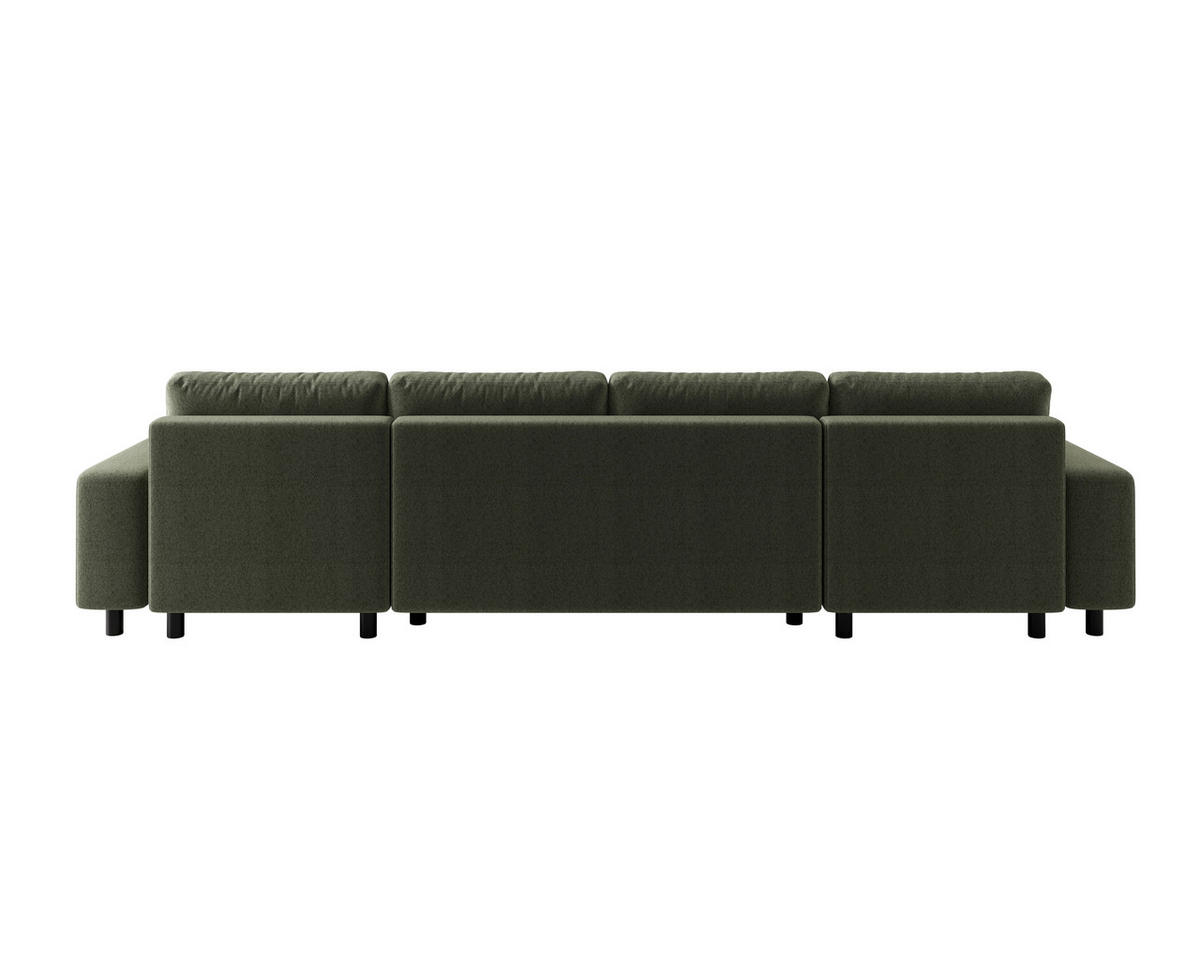 WOHNLANDSCHAFT Olivgrün Jacquard  - Schwarz/Olivgrün, MODERN, Kunststoff/Textil (144/318/144cm) - Carryhome