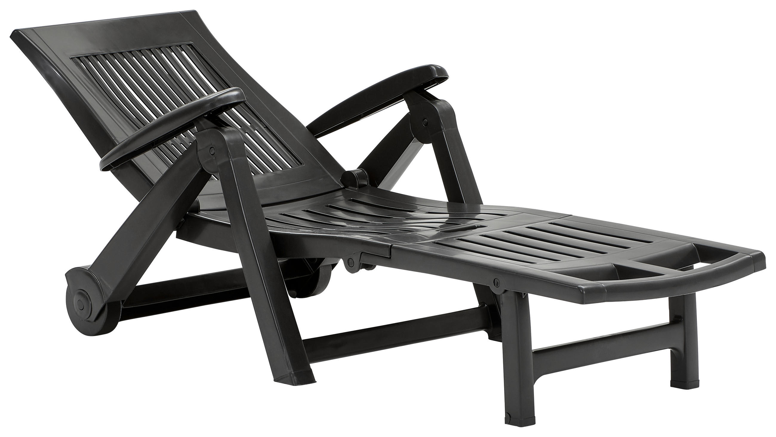 GARTENLIEGE 195/72/101 cm  - Anthrazit, Basics, Kunststoff (195/72/101cm) - Ambia Garden