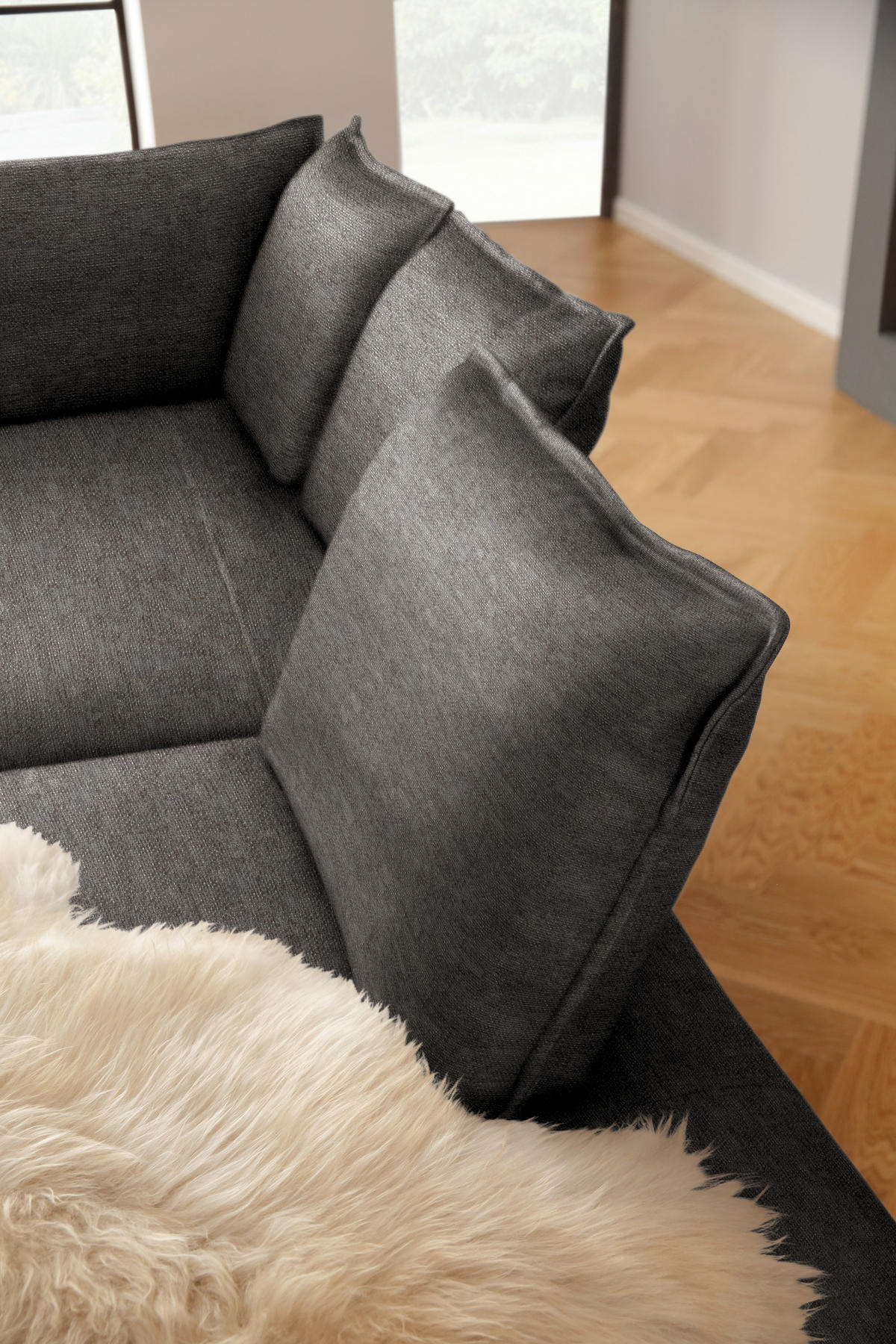 ECKSOFA  in Chenille, Flachgewebe Dunkelbraun  340/272 cm  - Dunkelbraun/Schwarz, MODERN, Textil/Metall (340/272cm) - W.Schillig