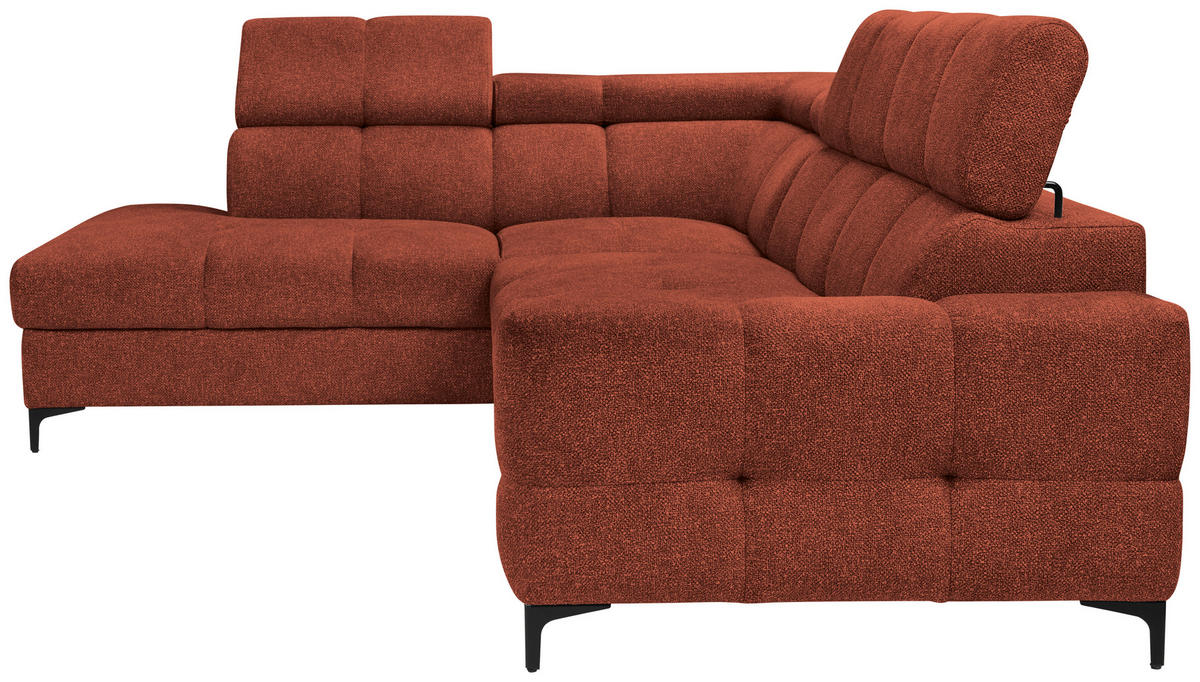 HÖRNSOFFA i struktur mörk orange  - mörk orange/svart, Modern, metall/textil (212/254cm) - MID.YOU