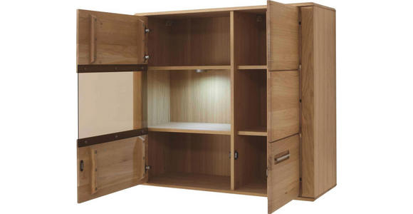 HÄNGEELEMENT in Eichefarben   - Edelstahlfarben/Eichefarben, KONVENTIONELL, Glas/Holz (107/98/38cm) - Novel