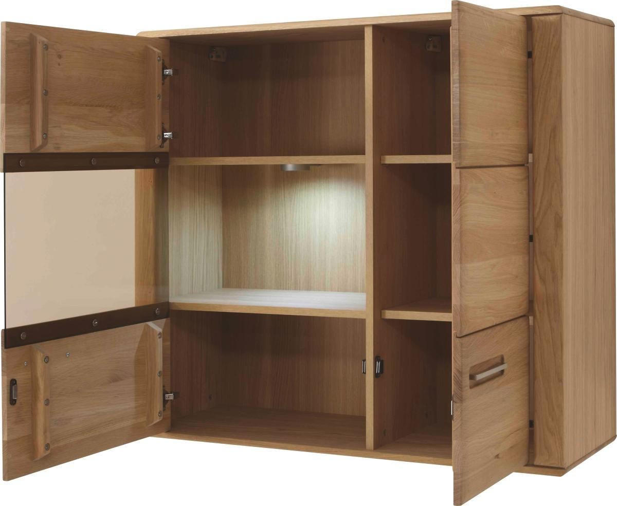 HÄNGEELEMENT in Eichefarben   - Edelstahlfarben/Eichefarben, KONVENTIONELL, Glas/Holz (107/98/38cm) - Novel