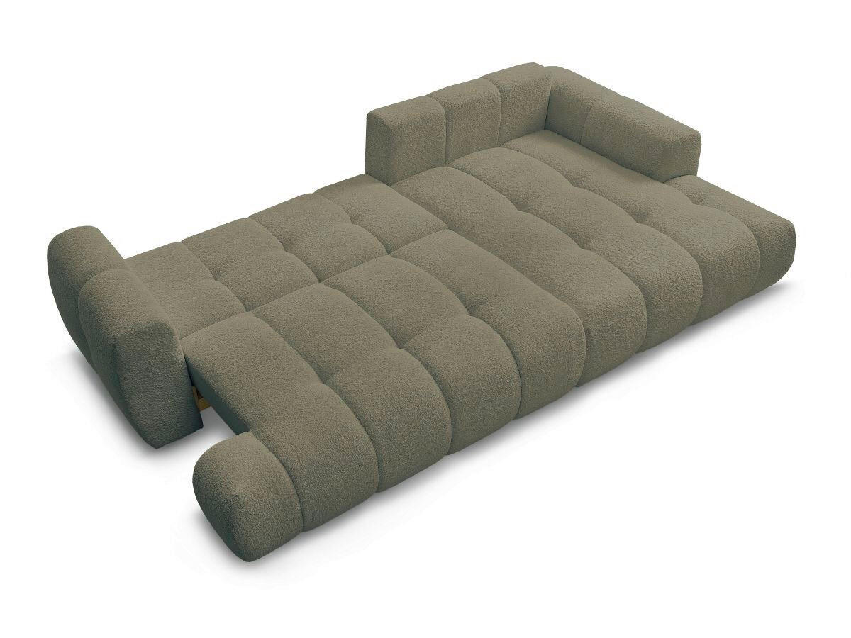 ECKSCHLAFSOFA FUJI Bouclé Grün  inkl.  - Schwarz/Grün, MODERN, Kunststoff/Textil (292/160cm)