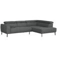 ECKSOFA in Webstoff Dunkelgrau  280/205 cm  - Dunkelgrau/Schwarz, Design, Textil/Metall (280/205cm) - Xora