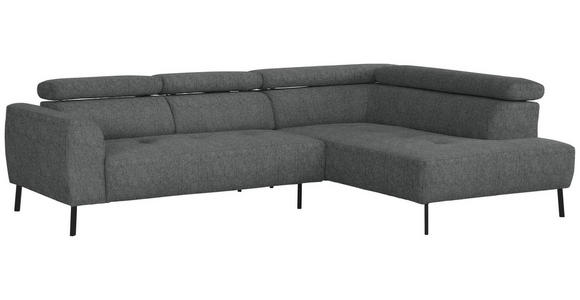 ECKSOFA in Webstoff Dunkelgrau 280/205 cm - Dunkelgrau/Schwarz, Design, Textil/Metall (280/205cm) - Xora