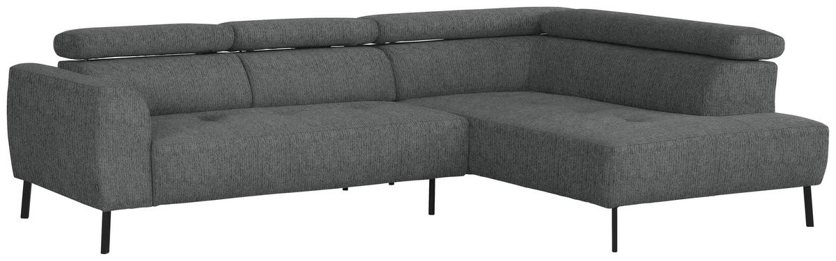 ECKSOFA in Webstoff Dunkelgrau  - Dunkelgrau/Schwarz, Design, Textil/Metall (280/205cm) - MID.YOU
