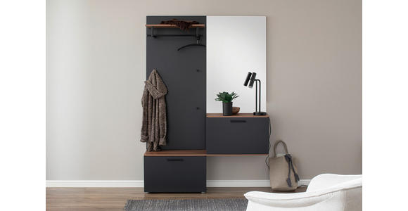 GARDEROBE 4-teilig  in 136/198/29 cm  - Anthrazit/Nussbaumfarben, Design, Holzwerkstoff (136/198/29cm) - Moderano