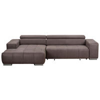 ECKSOFA in Mikrofaser Graubraun  - Graubraun/Silberfarben, Konventionell, Textil/Metall (186/307cm) - Livetastic