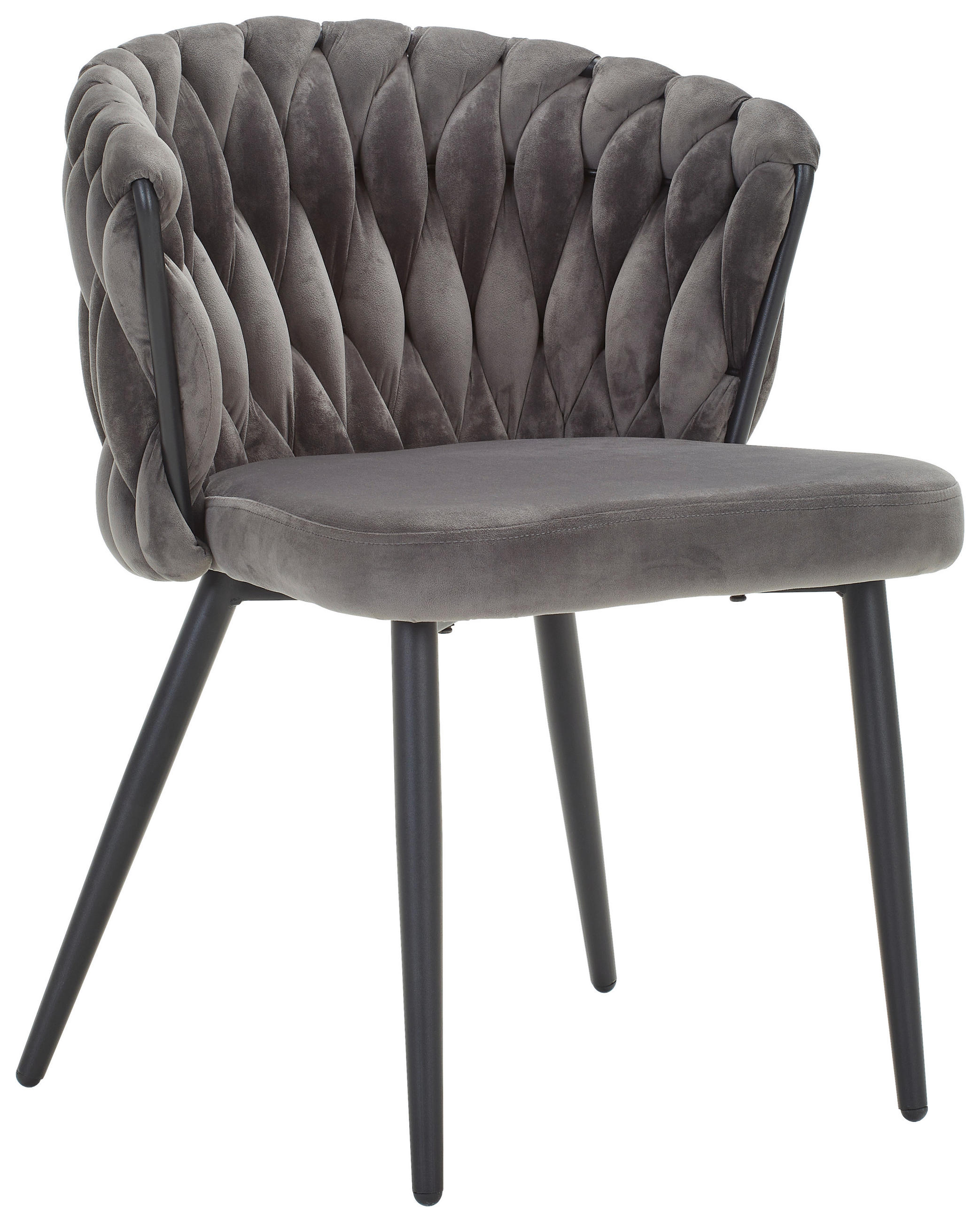 STUHL Samt Grau  - Schwarz/Grau, MODERN, Textil/Metall (63/58/78cm) - Livetastic