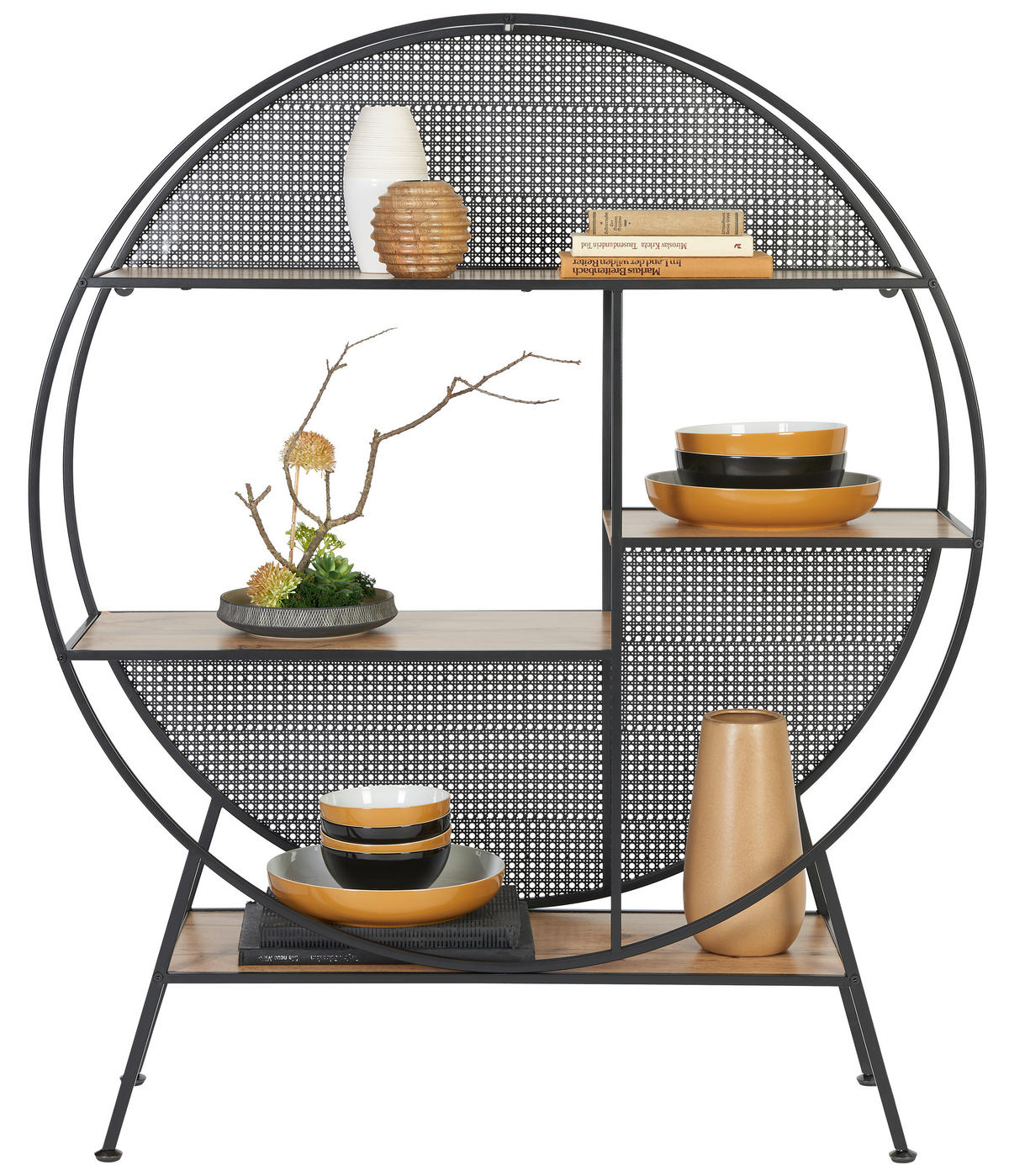 REGAL Schwarz, Eichefarben  - Eichefarben/Schwarz, Trend, Holzwerkstoff/Metall (109,5/131/33cm) - Xora