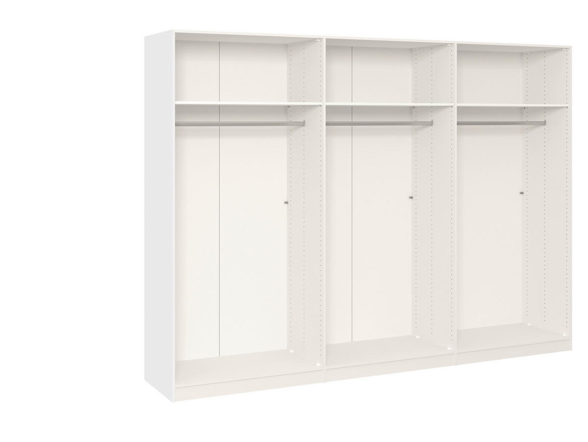 KLEIDERSCHRANK 303/215/59 cm 6-türig Weiß, Eichefarben  - Eichefarben/Silberfarben, Design, Glas/Holzwerkstoff (303/215/59cm) - Boxxx