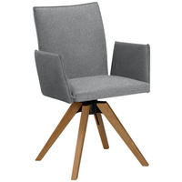 ARMLEHNSTUHL  in Samt  - Eichefarben/Hellgrau, Konventionell, Holz/Textil (64/91/61cm) - Moderano