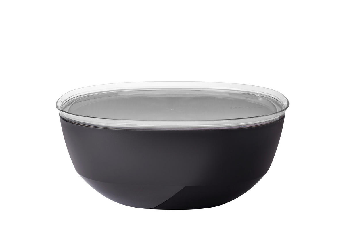 SALATSCHÜSSEL  Silueta  - Transparent/Schwarz, KONVENTIONELL, Kunststoff (30,1/12,7cm) - Mepal