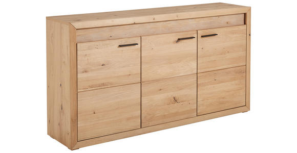 SIDEBOARD Asteiche furniert, massiv Beleuchtung, Einlegeböden  - Schwarz, KONVENTIONELL, Holz/Holzwerkstoff (170,6/92,2/41cm) - Cantus