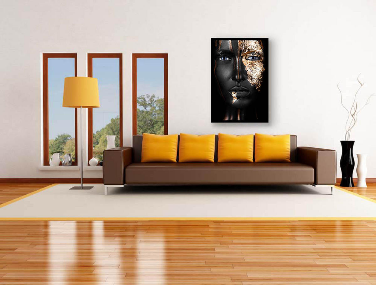 BILD Frauen  - Goldfarben/Schwarz, Design, Holz/Kunststoff (90/135cm)