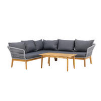 LOUNGEGARNITUR 2-teilig  210/160 cm  Akazie Aluminium  - Dunkelgrau/Grau, KONVENTIONELL, Holz/Kunststoff (210/160cm) - Gardenson