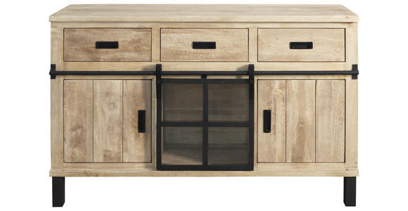 BUFFET 145/180/42 cm  in  - Graubraun/Schwarz, LIFESTYLE, Glas/Holz (145/180/42cm) - Landscape