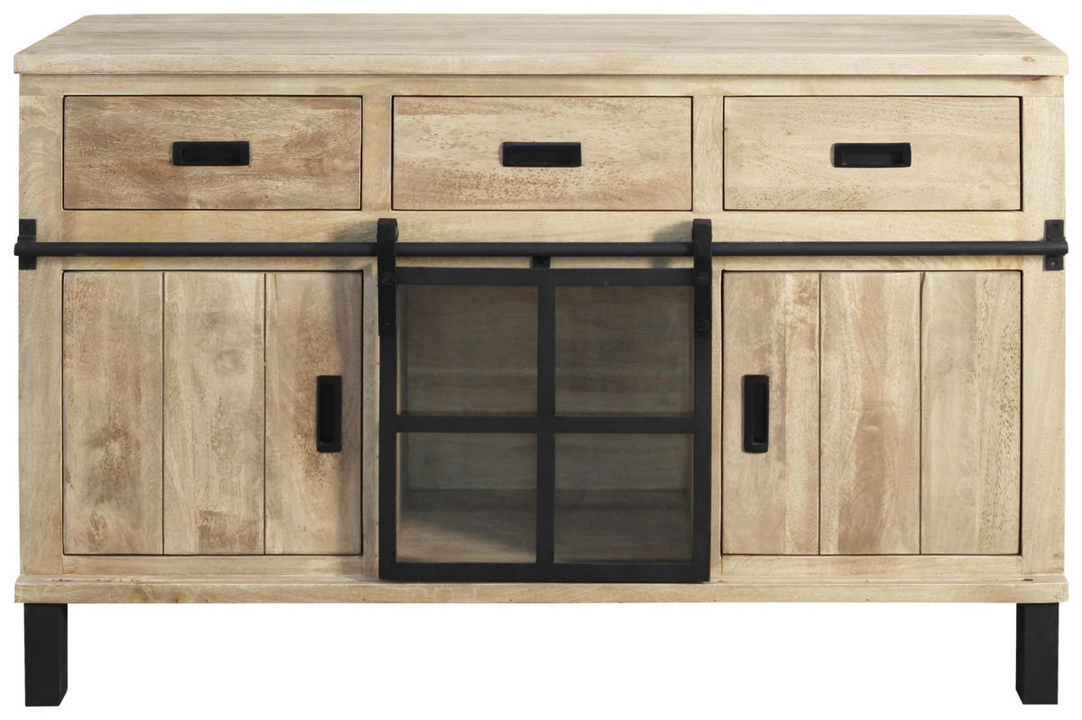 BUFFET 145/180/42 cm  in  - Graubraun/Schwarz, LIFESTYLE, Glas/Holz (145/180/42cm) - Landscape