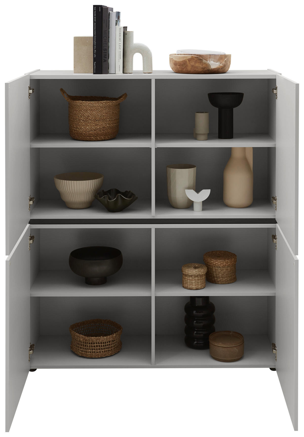 Comodă Înaltă 115/135/40 cm  - cașmir/negru, Design, plastic/material pe bază de lemn (115/135/40cm) - Voleo