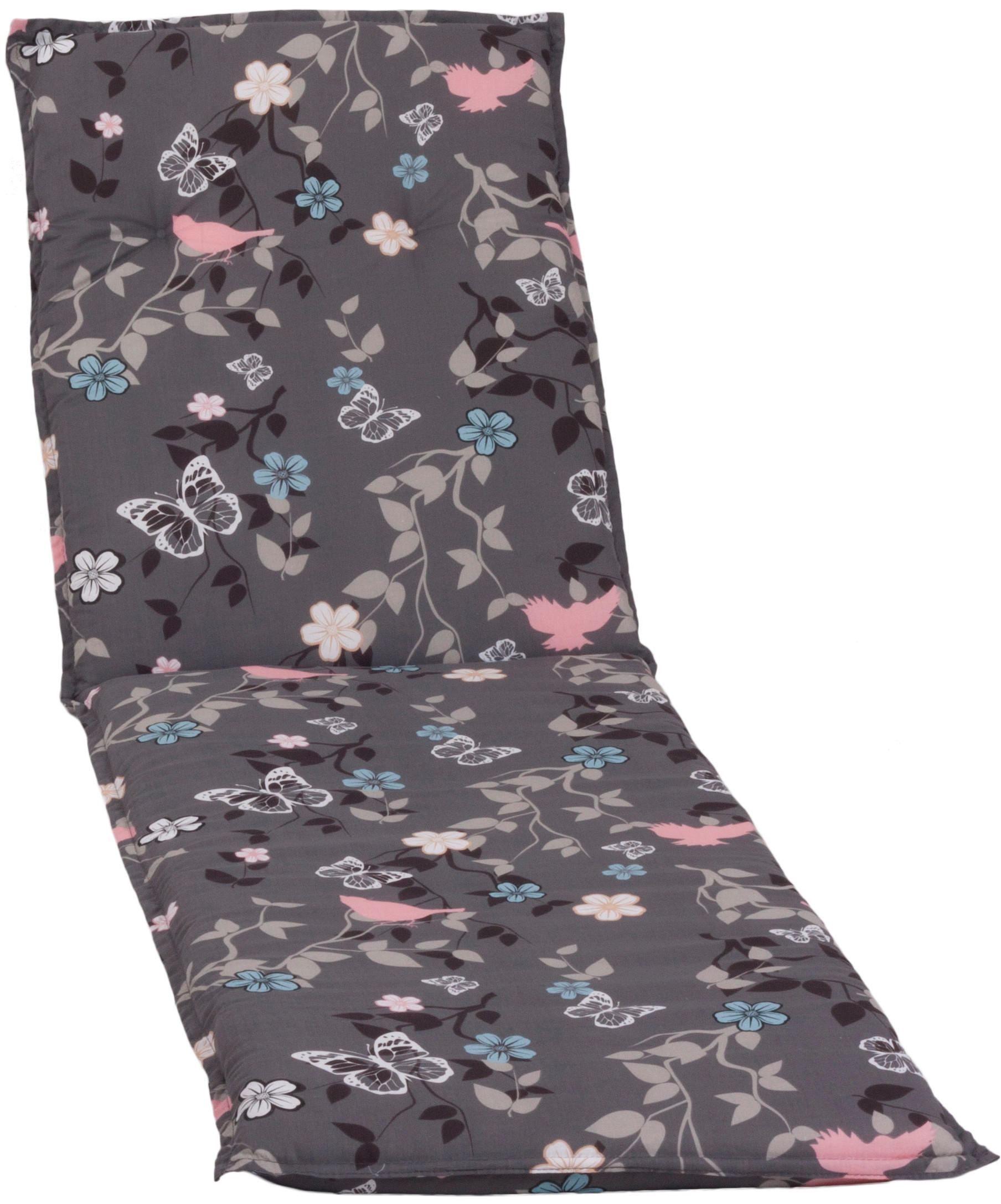 LIEGENAUFLAGE in Grau, Rosa Blume  - Rosa/Grau, Basics, Textil (193/60/6cm) - Gardenson
