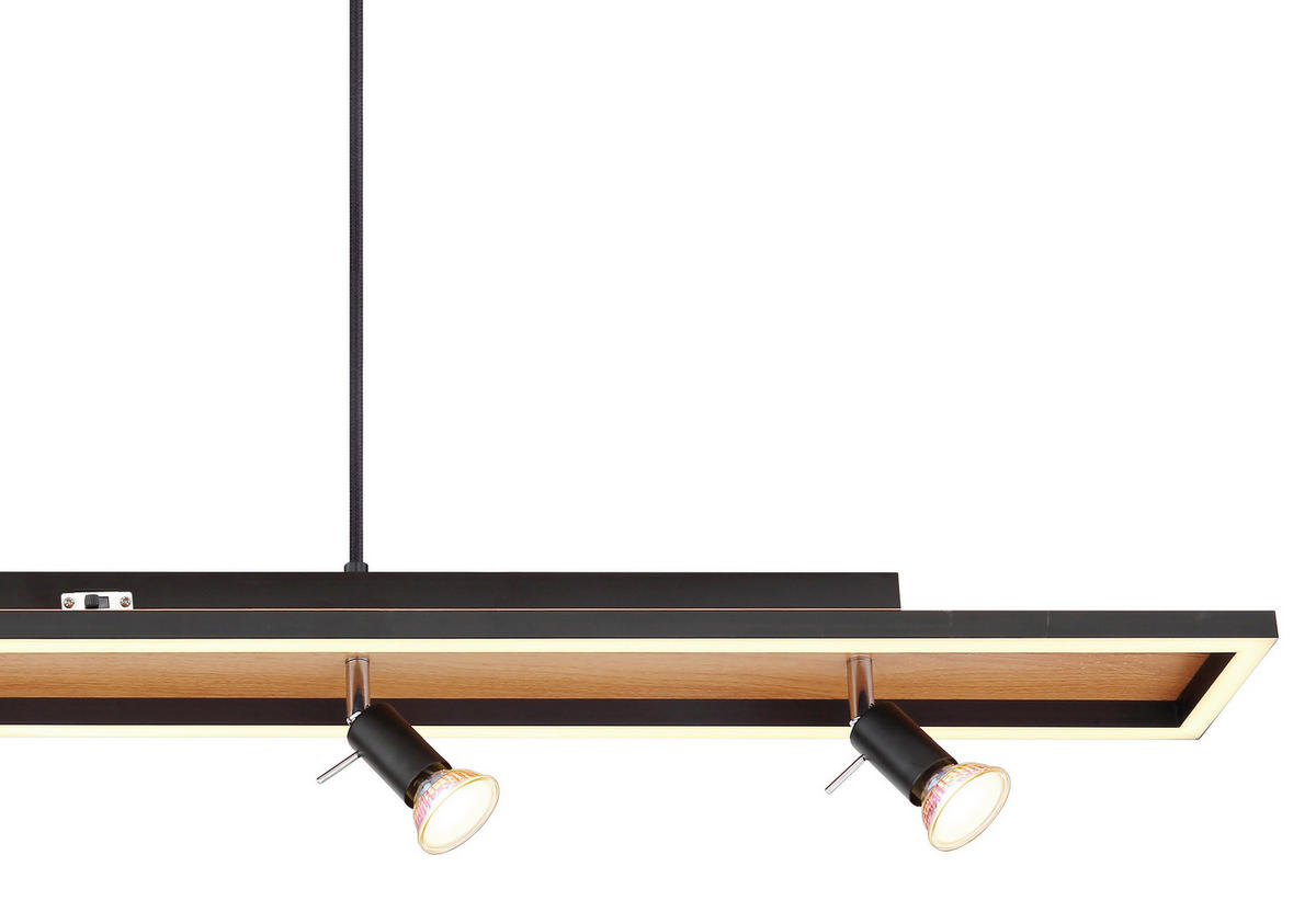 LED-HÄNGELEUCHTE 116/12/120 cm    - Opal/Schwarz, Basics, Kunststoff/Metall (116/12/120cm) - Globo