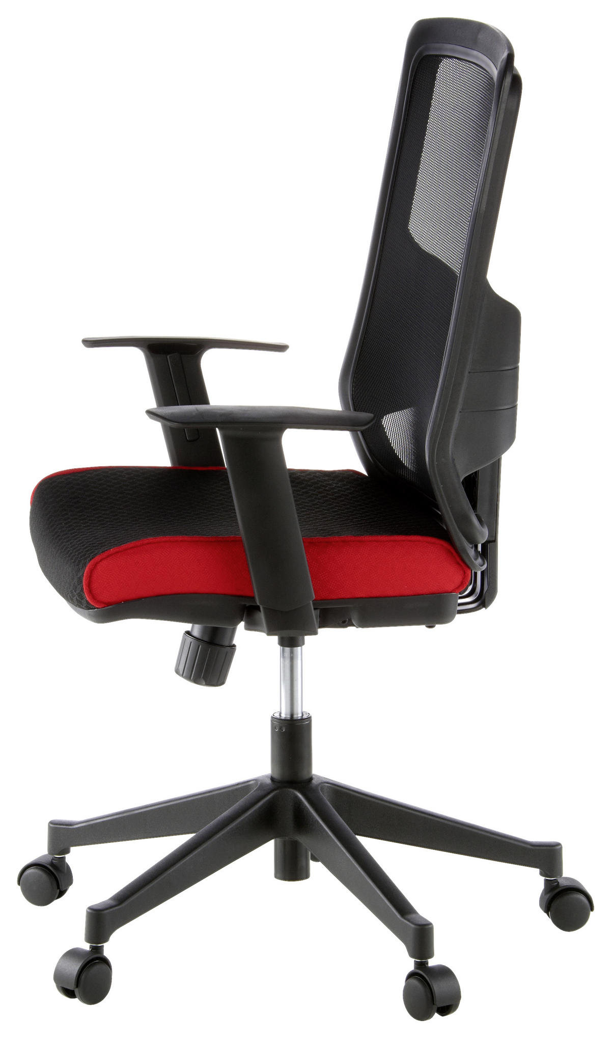 DREHSTUHL Netzbespannung, Flachgewebe Rot, Schwarz  - Rot/Schwarz, MODERN, Kunststoff/Textil (57/113/44cm) - MID.YOU