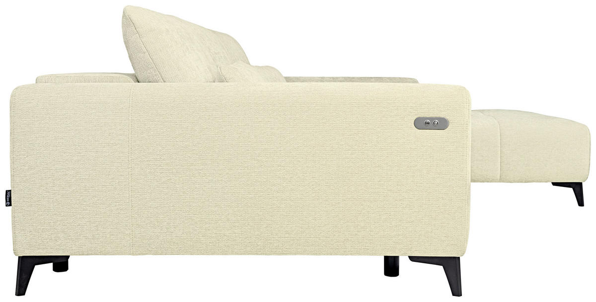 HÖRNSOFFA i chenille cremefärgad  - svart/cremefärgad, Klassisk, textil/plast (279/222cm) - MID.YOU