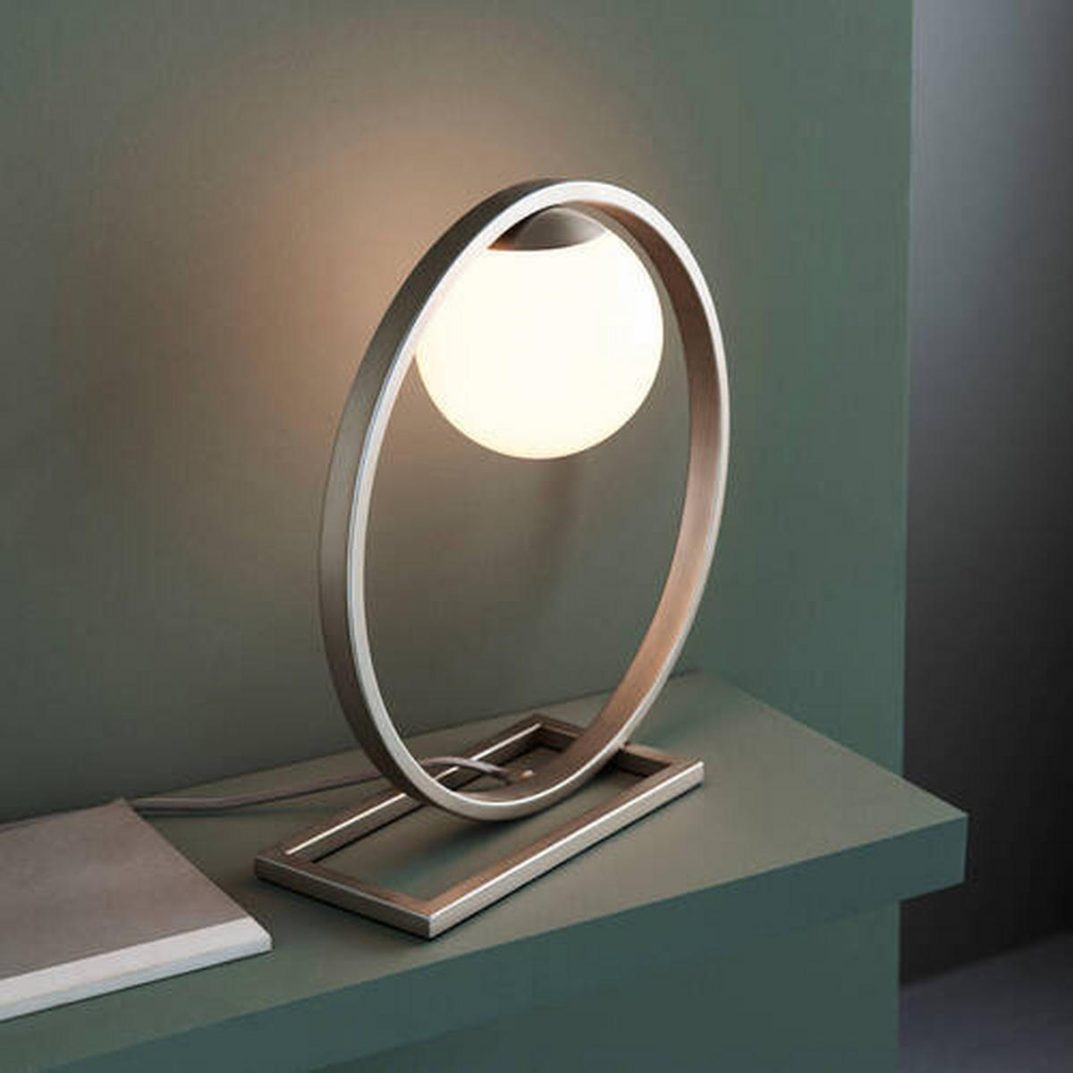 TISCHLEUCHTE 32.3/10 cm   - Silberfarben/Opal, Design, Glas/Metall (32.3/10cm) - ENDON
