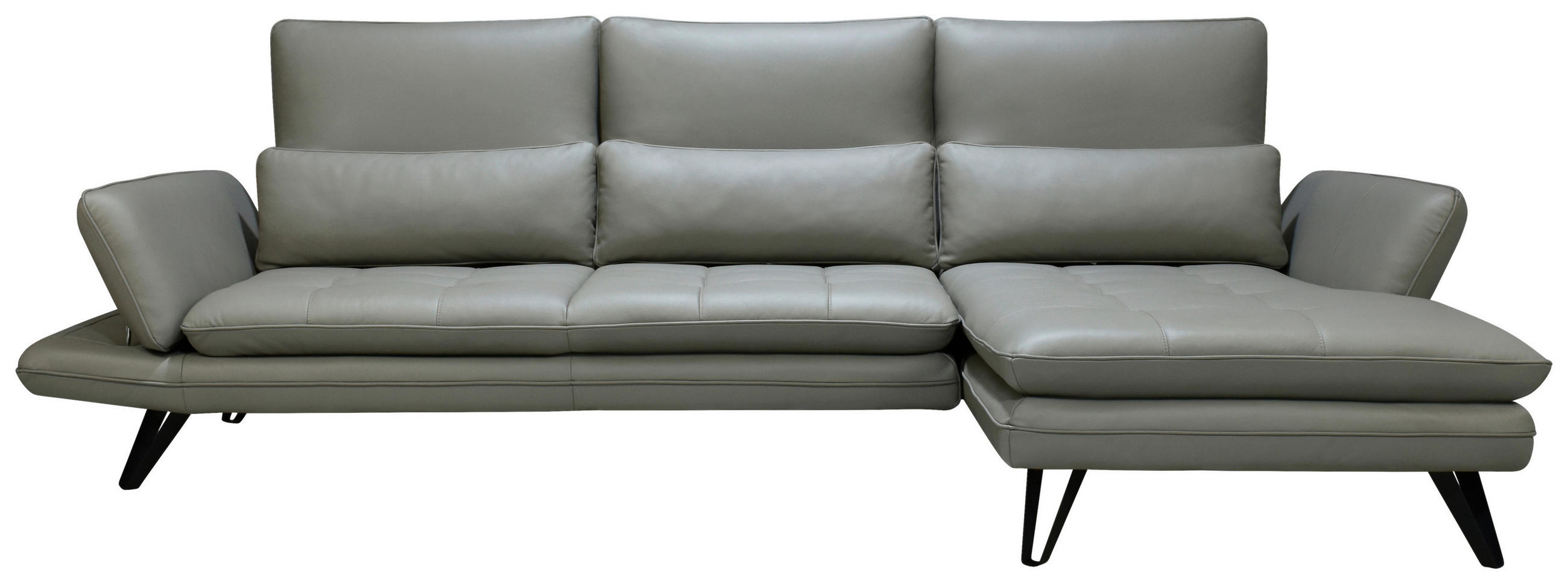 ECKSOFA inkl. Funktionen Taupe, Grau Echtleder  - Taupe/Schwarz, Design, Leder/Kunststoff (312/163-187cm) - Celina Home