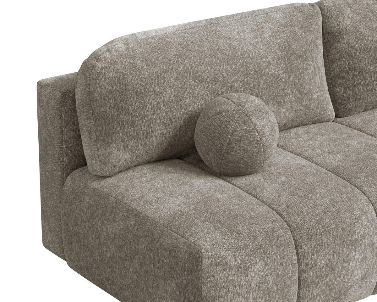 SCHLAFSOFA Chenille Graubraun  inkl. Zierkissen, Rückenkissen, Bettkasten, Schlaffunktion, Rücken echt, Liegefläche im Originalstoff  - Graubraun/Schwarz, MODERN, Kunststoff/Textil (210/88/104cm) - Milino