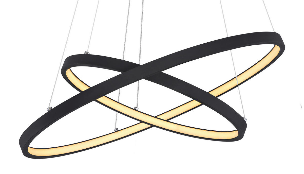 LED-HÄNGELEUCHTE RALPH 51/120 cm   - Schwarz/Weiß, Design, Kunststoff/Metall (51/120cm) - Globo