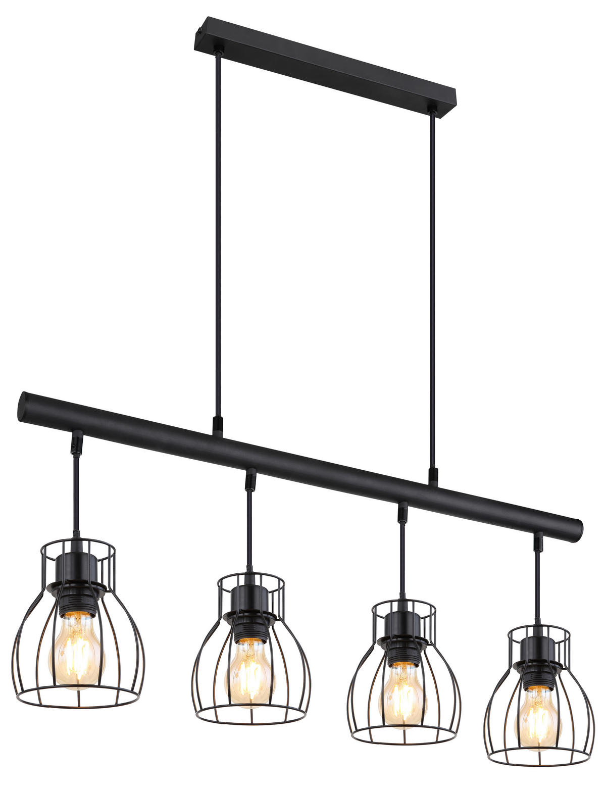 LED-HÄNGELEUCHTE Mina 77/14/120 cm   - Schwarz, Trend, Kunststoff/Metall (77/14/120cm) - Globo