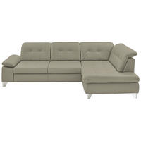 ECKSOFA in Echtleder Hellgrau  - Hellgrau/Alufarben, Design, Leder/Metall (309/211cm) - Beldomo Speed