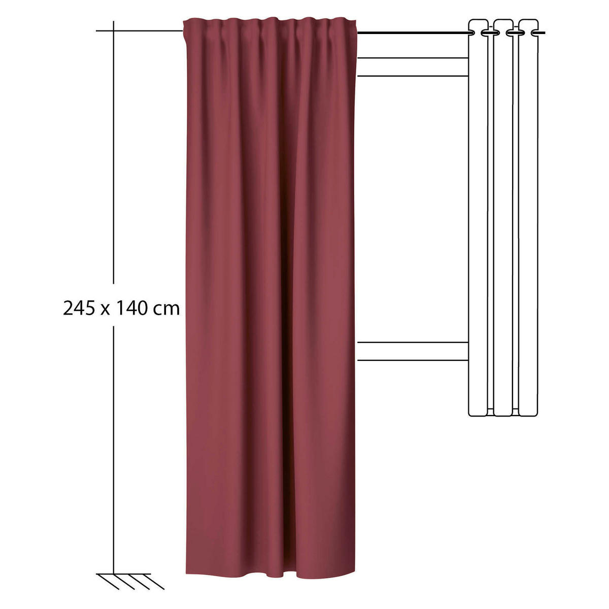 FERTIGVORHANG  black-out (lichtundurchlässig)  140/245 cm   - Rostfarben, Basics, Textil (140/245cm)