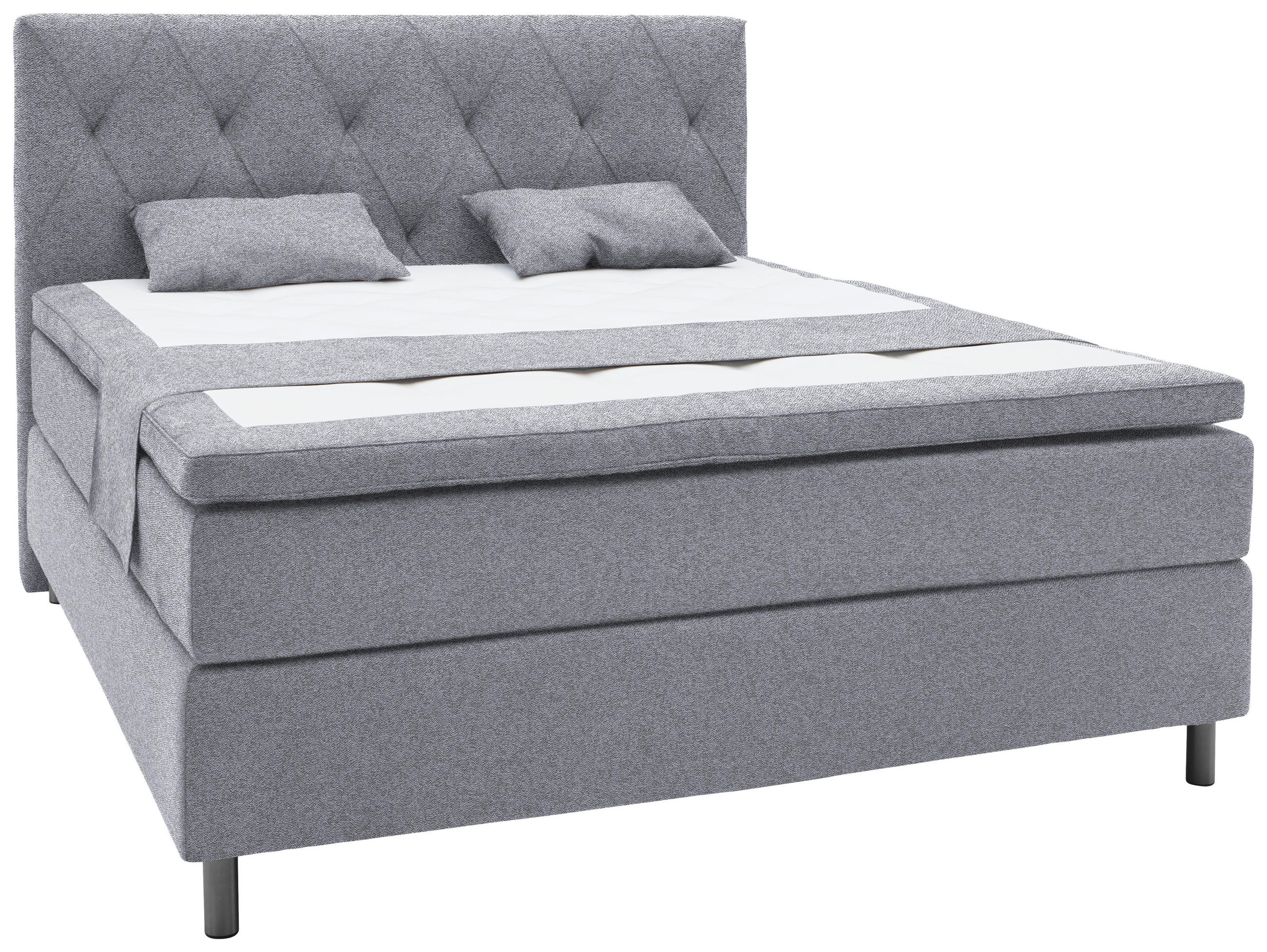 KONTINENTALSÄNG 160/200 cm  i grå  - aluminiumfärg/grå, Design, metall/trämaterial (160/200cm) - Elegando