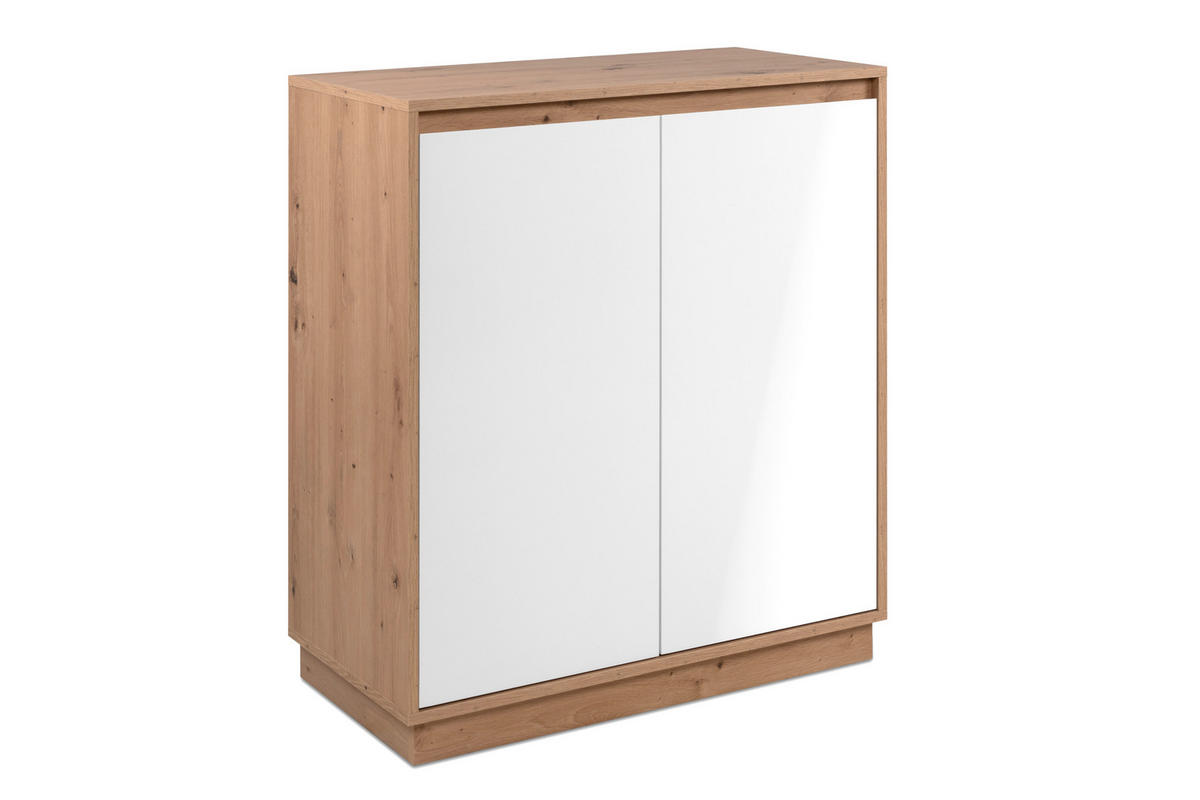 KOMODA   79/88/40 cm   hrast Artisan, bijela visoki sjaj  - bijela/hrast Artisan, Trend, drvni materijal (79/88/40cm)