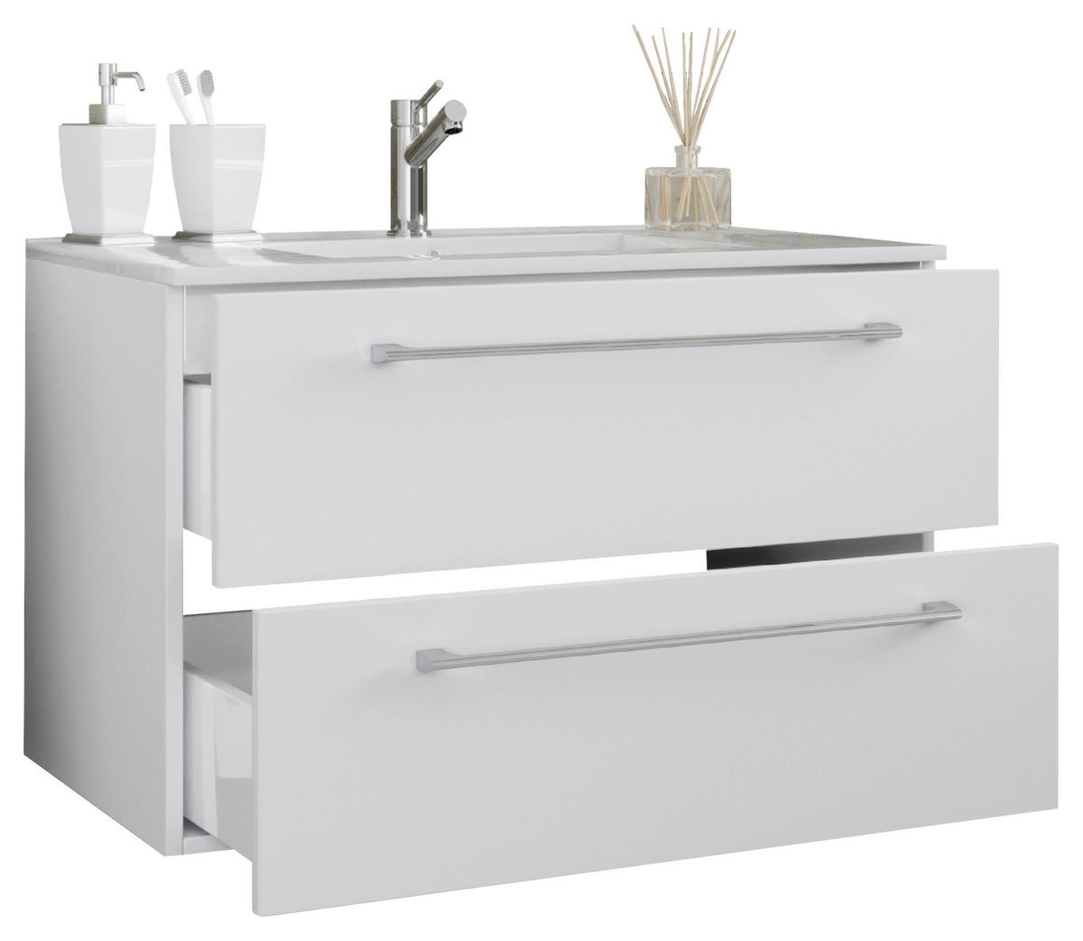 WASCHTISCHKOMBI 81 cm  - Alufarben/Weiß, MODERN, Keramik/Holzwerkstoff (81cm) - MID.YOU