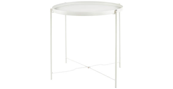 BEISTELLTISCH 41,5/41,5/43 cm Weiß rund  - Schwarz/Weiß, Basics, Metall (41,5/41,5/43cm) - Ambia Home