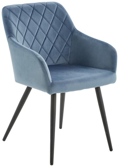 ARMLEHNSTUHL  in Eisen Samt  - Blau/Schwarz, Trend, Holz/Textil (54/86/60cm) - Livetastic