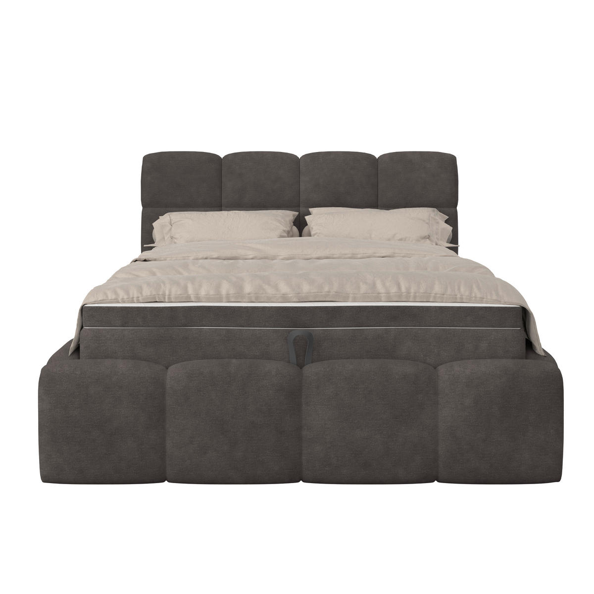 POLSTERBETT 140/200 cm,  in Anthrazit, Matratze, Bettkasten, H3 = fest  - Anthrazit/Schwarz, Trend, Kunststoff/Textil (140/200cm)