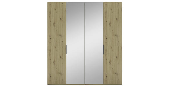 DREHTÜRENSCHRANK 200/223/62 cm 4-türig Eiche Artisan - Schwarz/Eiche Artisan, KONVENTIONELL, Glas/Holzwerkstoff (200/223/62cm) - Novel
